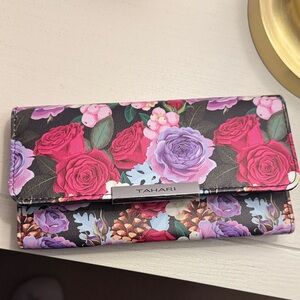 Tahari Floral Women's Wallet - Black, Pink, and Purple
